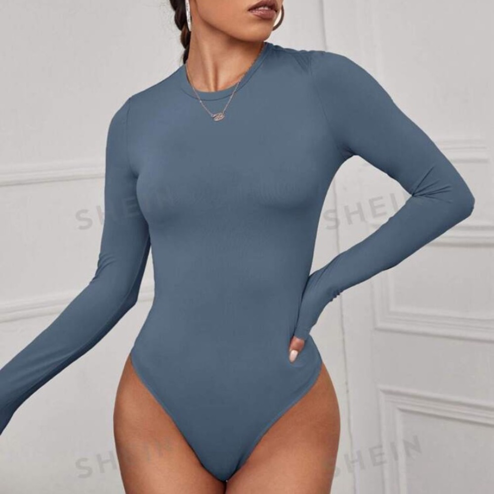 Blue form fitted bodysuit
